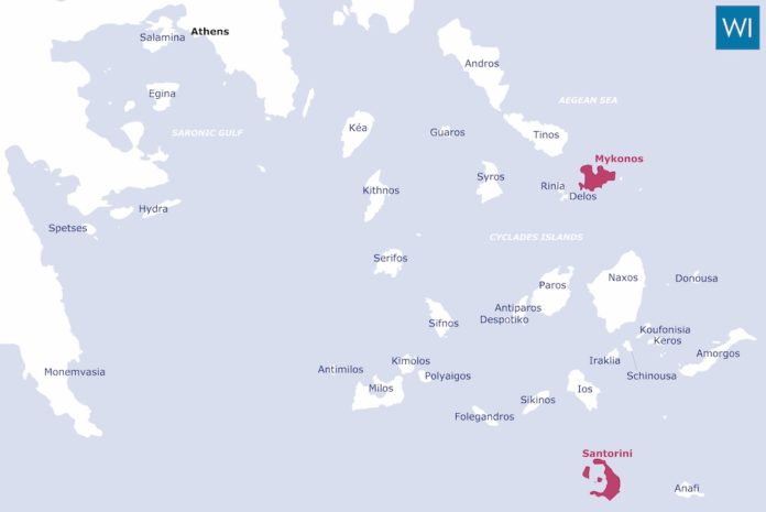 Mykonos Vs Santorini Which One Is The Best For You WI Yachts   Greece Highlight Santorini And Mykonos  696x465 